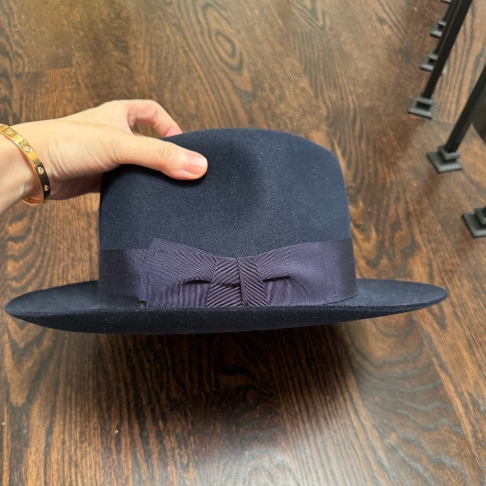 Hermes Feutre Paris Fedora Hat in navy - Picture 8 of 10